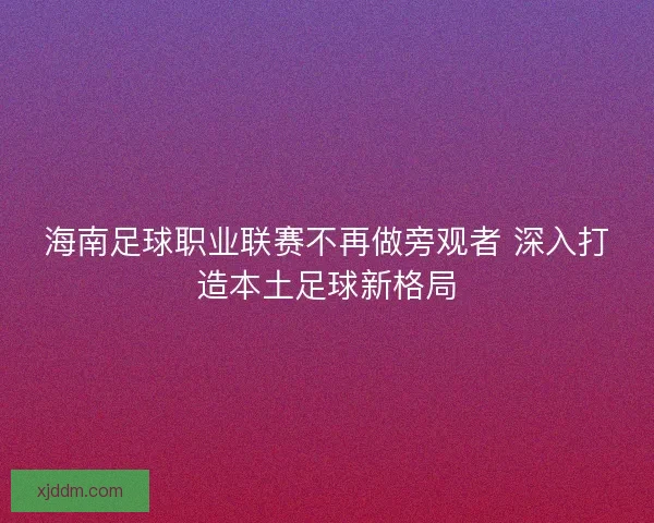 海南足球职业联赛不再做旁观者 深入打造本土足球新格局